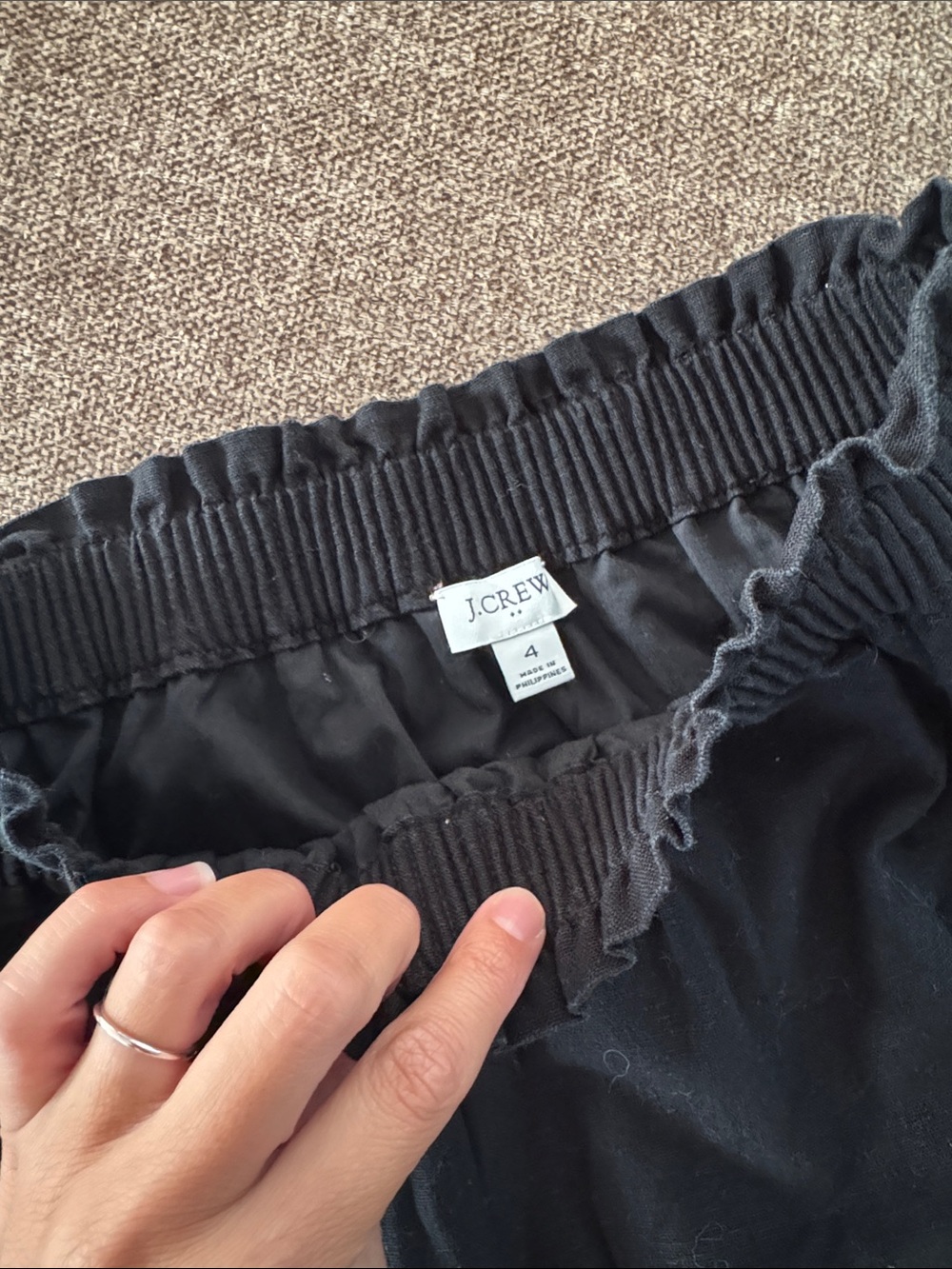 J. Crew Black Elastic-Waist Gathered Skirt